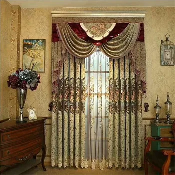 

Simple Romantic High-end Embroidered Chenille Jacquard European-style Curtains for Living Room Bedroom Villa Curtains Tulle