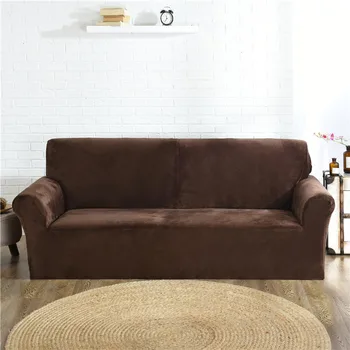 

Solid Color Navy Blue Coffee Velvet Soft Warm Sofa Slipcover Stretch Sofa Covers Couch Covers Anti slip Furture Protector