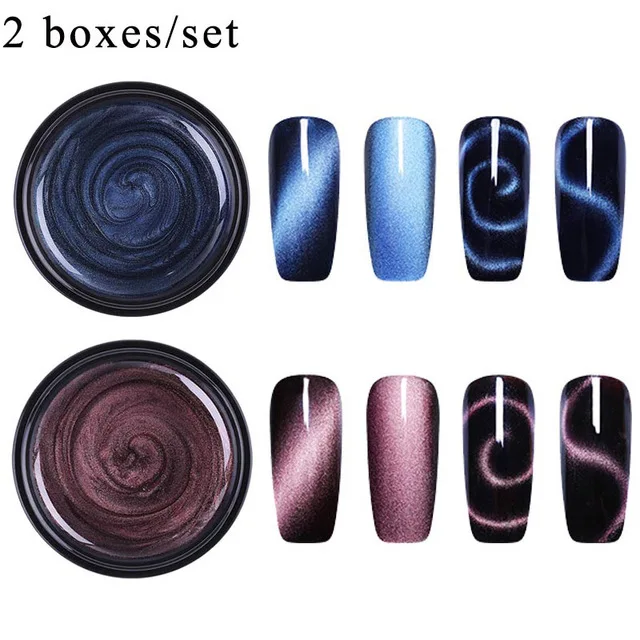 2 Boxes Set 9 LEMOOC Магнитный 5D кошачий глаз УФ-гель для ногтей Магнит Лазерный лак для ногтей звездное небо нефрит эффект личная гигиена дизайн ногтей Lacqure - Цвет: 2 Boxes Set 9