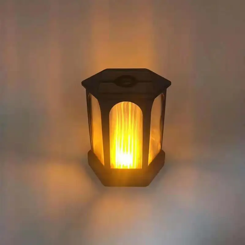 96LED солнечный шестигранный свет пламени Открытый сад пламя подвесной свет световой столб Пейзаж Настенный свет для сада внутренний двор