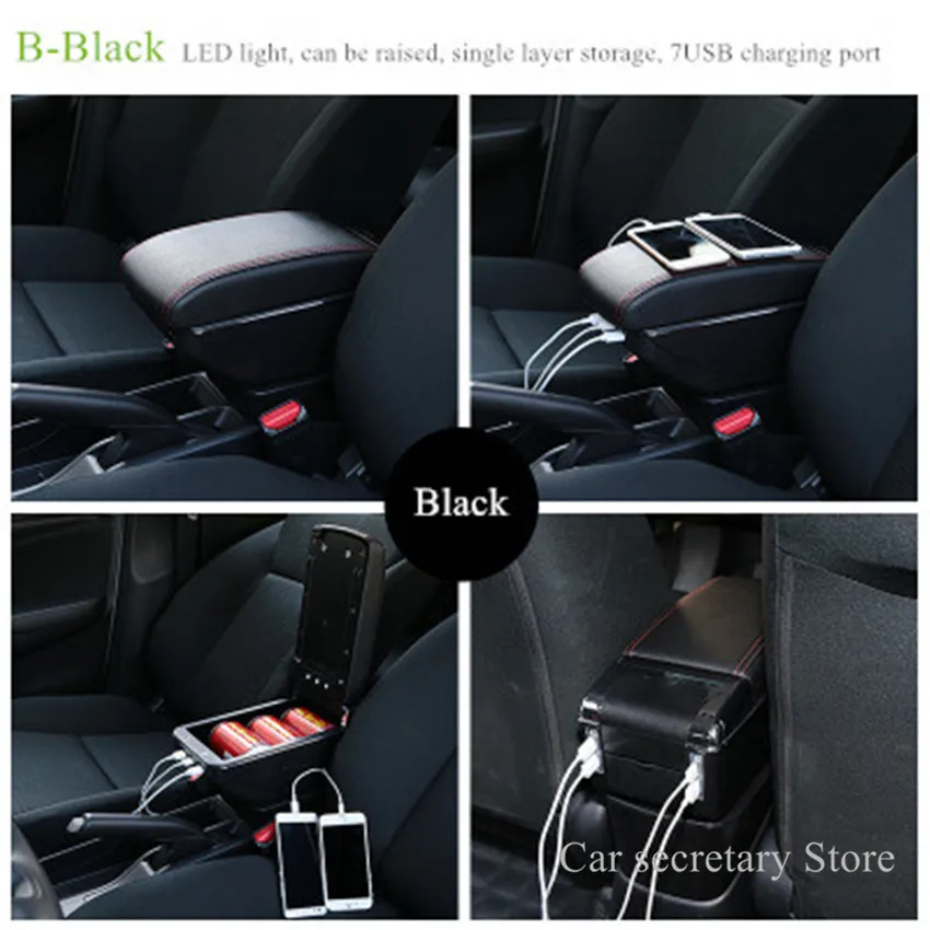 Автомобильный секретер для Suzuki Swift поручень центральная консоль ящик для хранения+ Подстаканник Пепельница+ зарядка через USB - Название цвета: B  Black