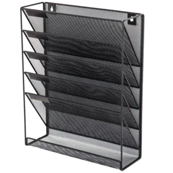 

Metal Grid Wall-Mounted azine File Rack, Office Desk, 5-Layer Interval Archive