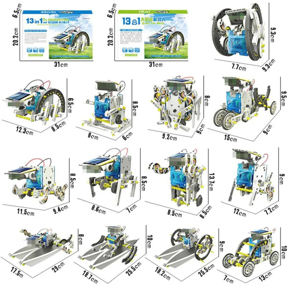 13 in 1 Solar Powered Robot DIY Transformer Toy Educational Science Kit