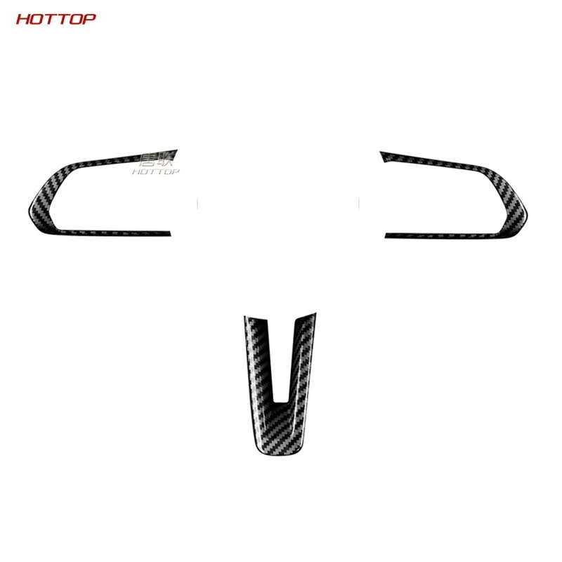 Carbon Fiber 3pcs ABS углеродное волокно Текстура Черный Руль украшения отделка стикер для Mazda CX-30 - Название цвета: Carbon Fiber 3pcs