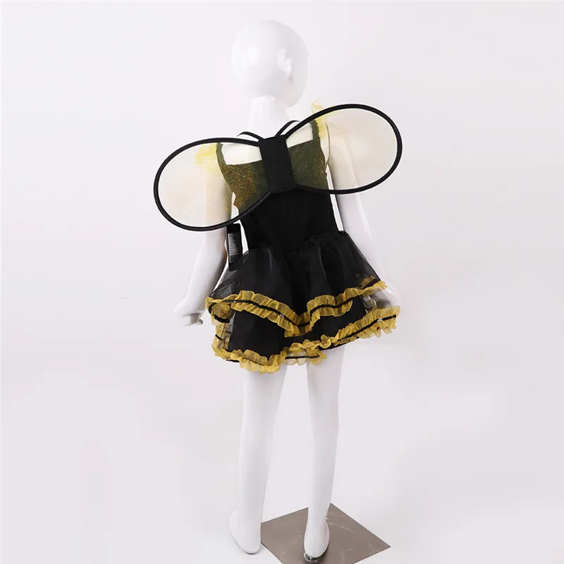Костюм на Хэллоуин для детей; желтое платье для карнавала; вечерние костюмы для косплея; костюм пчелы для девочек; платье с крыльями; полный комплект