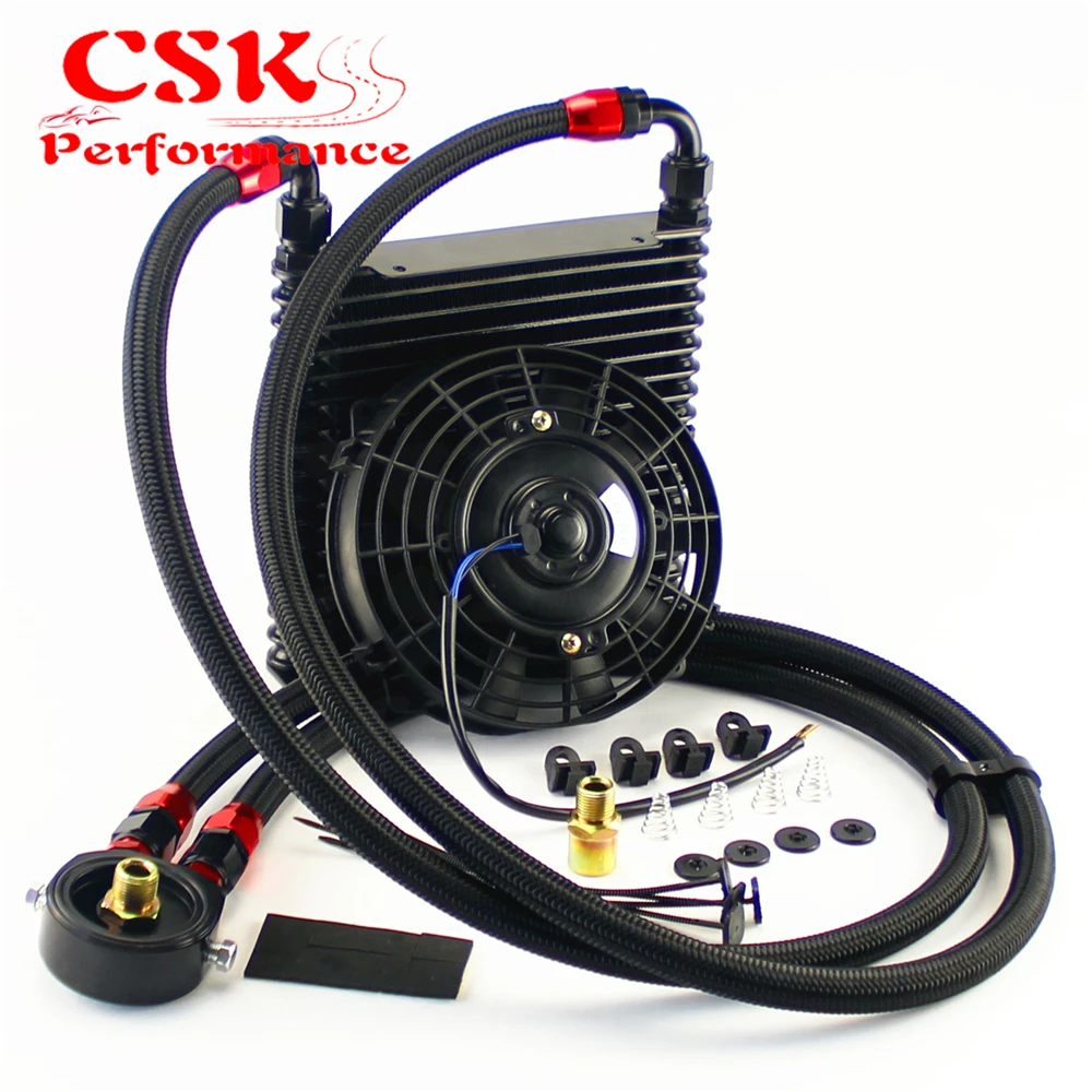Best Price Universal 17 Row AN10 32mm Oil Cooler Kit +7\ Electric Fan For track / race car Black Best Price Universal 17 Row AN10 32mm Oil Cooler Kit +7\ Electric Fan For track / race car Black