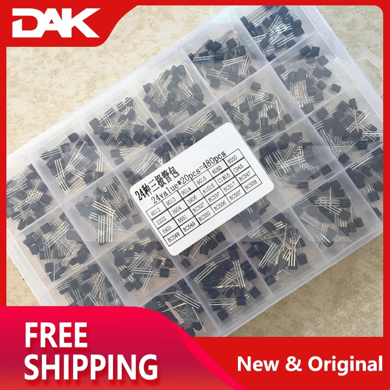 

TO-92 Transistor Assortment Assorted Kit Each BC327 BC337 BC517 BC547 BC548 BC549 2N2222 3906 3904 5401 5551 C945 1015 24values