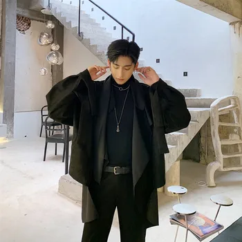 

Men Jacket Loose Irregular Suede Jacket Coat Male Women Streetwear Hip Hop Punk Fashion Casual Outerwear Cardigan Cloak