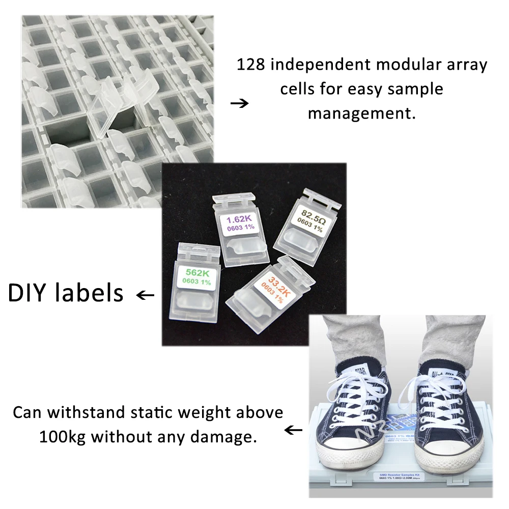 

Hot New 128 Independent Cells with Lids Separated Parts Component Box Safe and Precise Resistor Capacitance Inductor Boxes