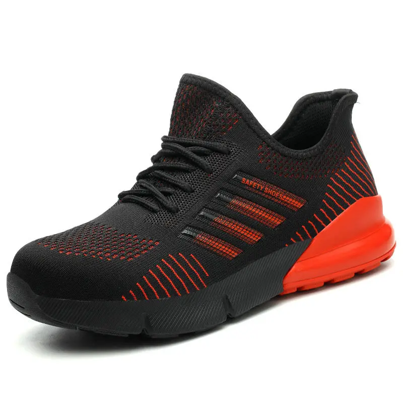 Дышащая защитная обувь для мужчин, неубиваемая, не разбивающаяся, со стальным носком, Рабочая обувь#618 - Цвет: red
