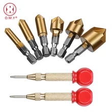 2PC Automatic Center Hole Punch Marker Scribe with Cushion Cap and 6PC Countersink Drill Bit 1/4 Hex Shank 6MM-19MM 2PC Automatic Center Hole Punch Marker Scribe with Cushion Cap and 6PC Countersink Drill Bit 1/4 Hex Shank 6MM-19MM