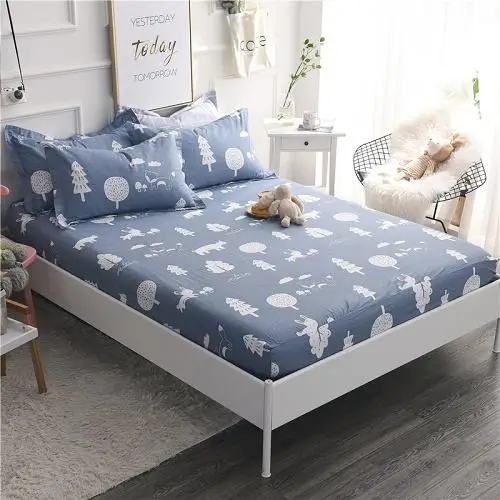 53 New Product 1pcs Cotton Printing bed mattress set with four corners and elastic band sheets - Цвет: lafeizhuangyuan