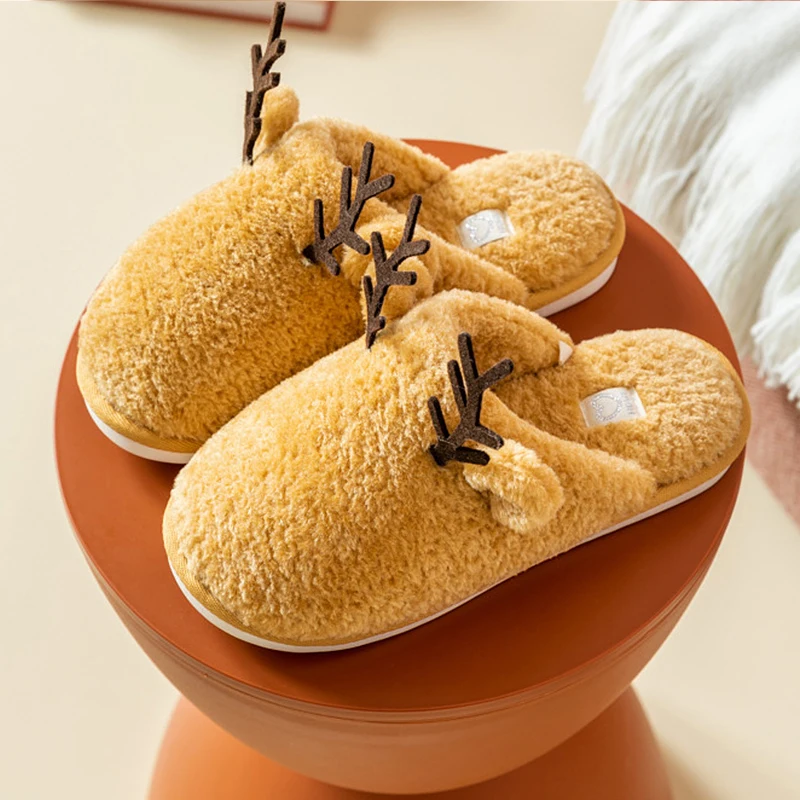 

Women Slippers Indoor Winter Short Plush Slippers Lovely Bedroom Home Slippers Cartoon Deer Indoor Women House Shoes Big size