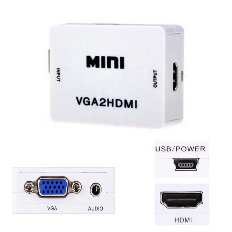  Universale VGA A HDMI Adattatore Video Full HD 1080P Audio Converter Box Adattatore Per Il Computer
