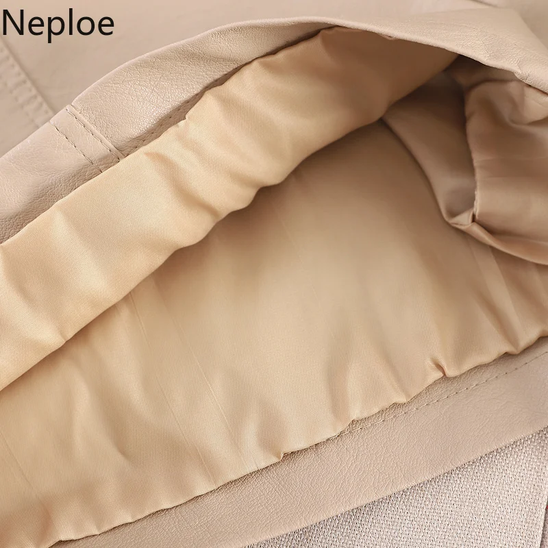 Neploe Твердые кожаные короткие осень зима Нижняя Высокая талия хип ремень широкие брюки шорты Feminino большой карман на молнии Корейский дикий