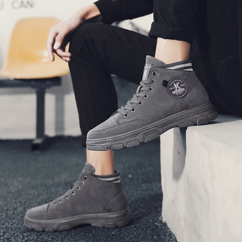 

Men's Boot Autumn And Winter Fashion Martin Boots Combination plus Cotton Men's Boot Retro British Style Hight-top Lace-up Deser