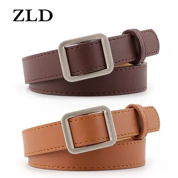 

ZLD women's non-hole square buckle belt simple wild needle-free retro fashion belt decorative accessories waist belts women