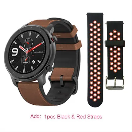 Alloy add blackred Глобальная версия Amazfit GTR 47 мм Huami Смарт часы 5ATM водонепроницаемый 24 дня батарея gps управление музыкой Поддержка Android IOS - Цвет: Alloy add blackred