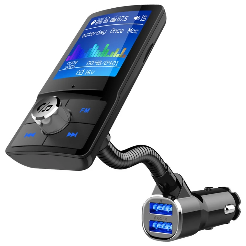 

aux usb bluetooth fm transmitter Modulator Color Screen MP3 Wireless Bluetooth Handsfree Car Kit with QC3.0 Dual USB Charge