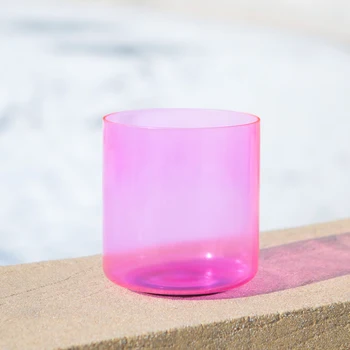 

7 Inch Clear Pink Colored Quartz Crystal Singing Bowl + One Suede Mallet