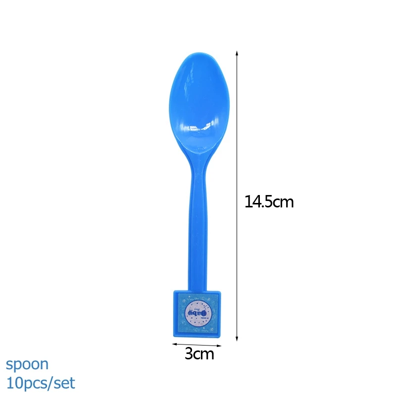 B03-spoon Розовый синий детский душ одноразовая посуда подстилка для маленьких мальчиков и девочек бумажная тарелка Салфетка Для детей день рождения пол раскрывает декоративная столовая посуда - Цвет: B03-spoon