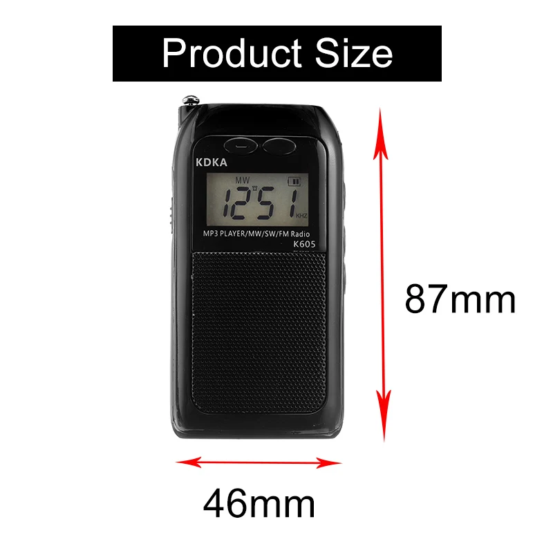 Портативное минирадио+ Наушники Цифровой FM MW SW светодиодный дисплей WAV MP3 музыкальный плеер с динамиком зарядка через usb аккумуляторная батарея