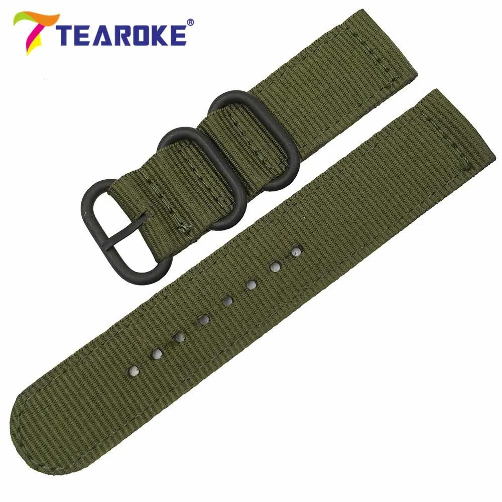 TEAROKE 6 цветов ремешок для часов NATO нейлоновый ремешок с черной кольцевой пряжкой 18 мм 20 мм 22 мм 24 мм полосатый сменный ремешок аксессуары для часов