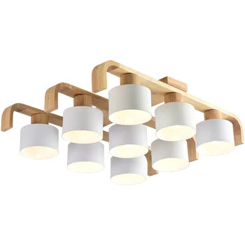 

Nordic Modern LED Ceiling Lights Cylinder Wood Round Lamp Living Room Bedroom Surface Mounted Light Fixture for Kitchen