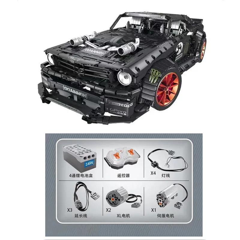 DHL 23009 23010 Ford Mustang Hoonicorn GTR V2 Racing Car Technic MOC-22970 25326 строительный блок кирпич детская игрушка подарок - Цвет: 23009B
