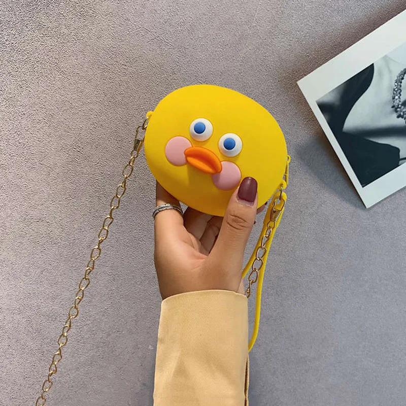 Q UNCLE Kawaii, мультяшная утка, силиконовый кошелек для девочек, сумка через плечо, цвет конфеты мини, летняя Милая Диагональная Сумка на ремне, сумка для монет