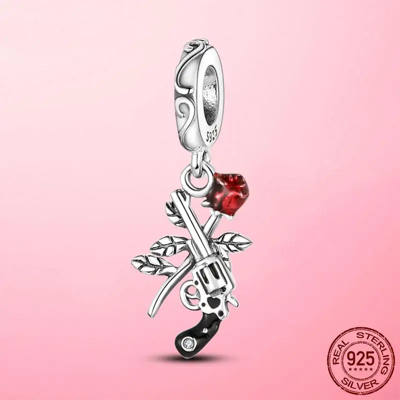 Подвеска-Шарм Guns And Roses серебряного цвета Оригинальные подвесные бусины подходят