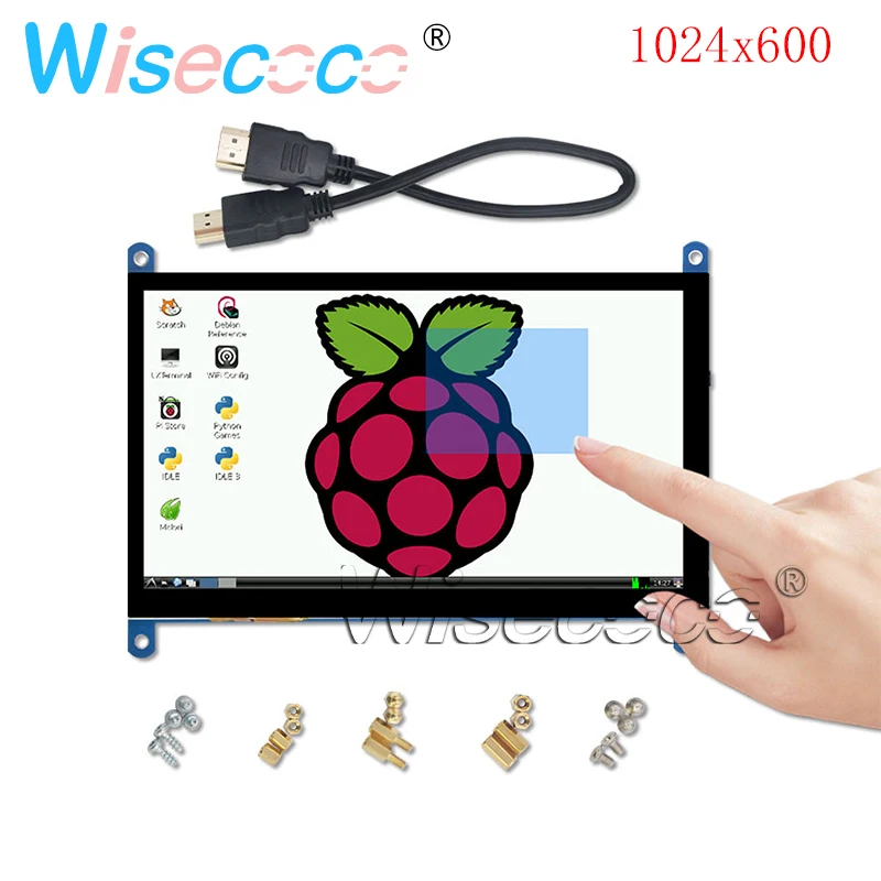1024 x 600 screen 7 дюймов Raspberry Pi 4 Модель B 3B Plus ЖК-дисплей ёмкостный сенсорный экран 1024*600 800*480 HDMI TFT Win7 8 10 - Цвет: 1024 x 600 screen