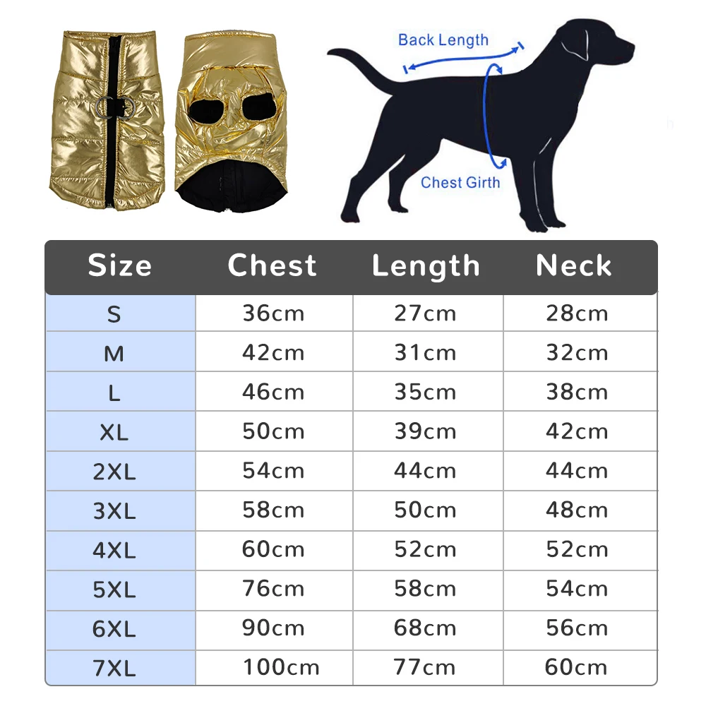 Хлопковая расшитая блестками Одежда для собак, водонепроницаемая куртка для собак, теплая зимняя одежда для собак, Большая одежда для домашних животных, пальто для чихуахуа, S-7XL