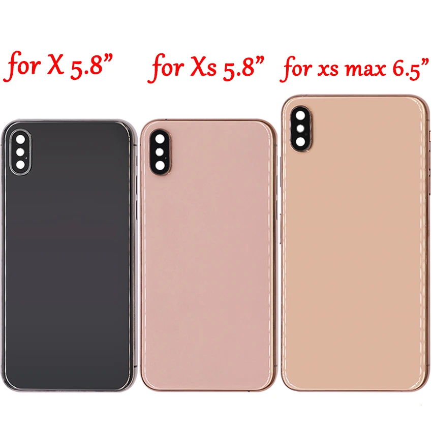 Чехол с полным корпусом для iPhone X XS Max XR батарея задняя крышка Дверь задняя крышка+ шасси средняя рамка без гибкого кабеля+ sim-карта