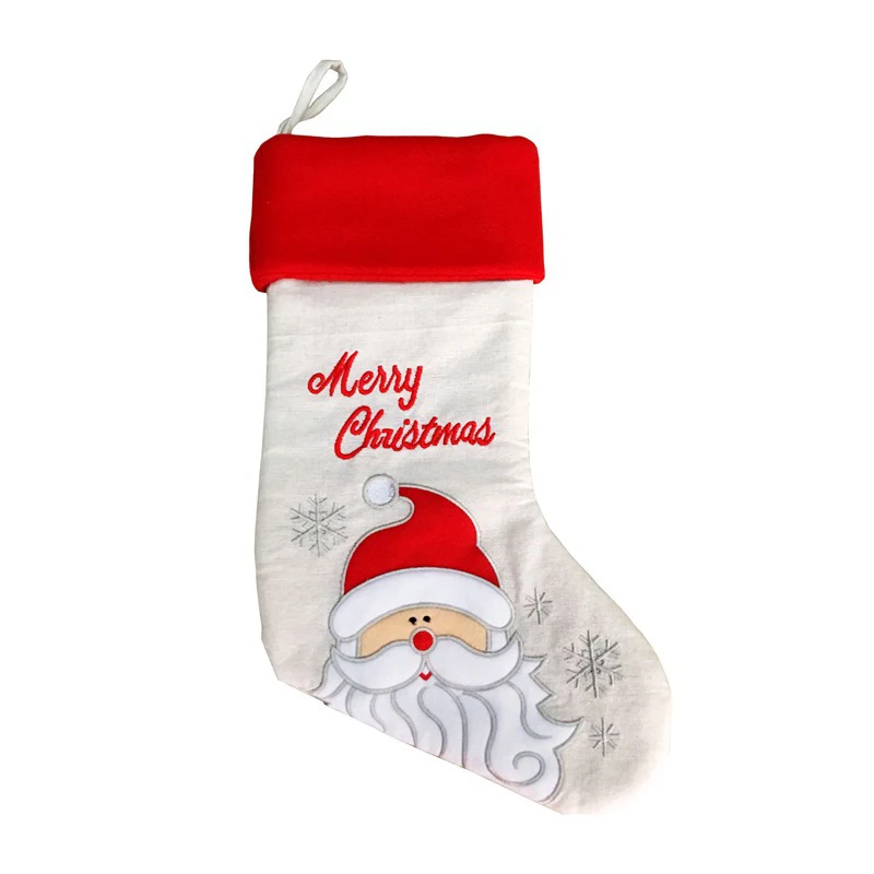Подарочные носки, чулки со светлой елкой, украшения, рождественские чулки, Висячие Рождественские новогодние ножи и чехол для вилок - Цвет: H  1PC  43x19x25cm
