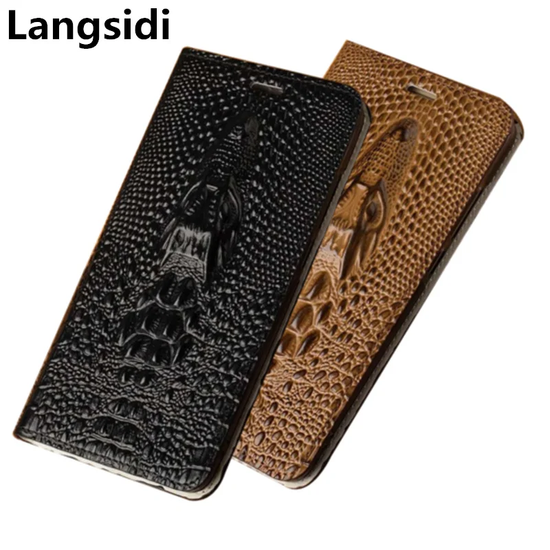  Crocodile head pattern genuine leather case card slot holder for Asus ZenFone 3 MAX ZC553KL/ZenFone