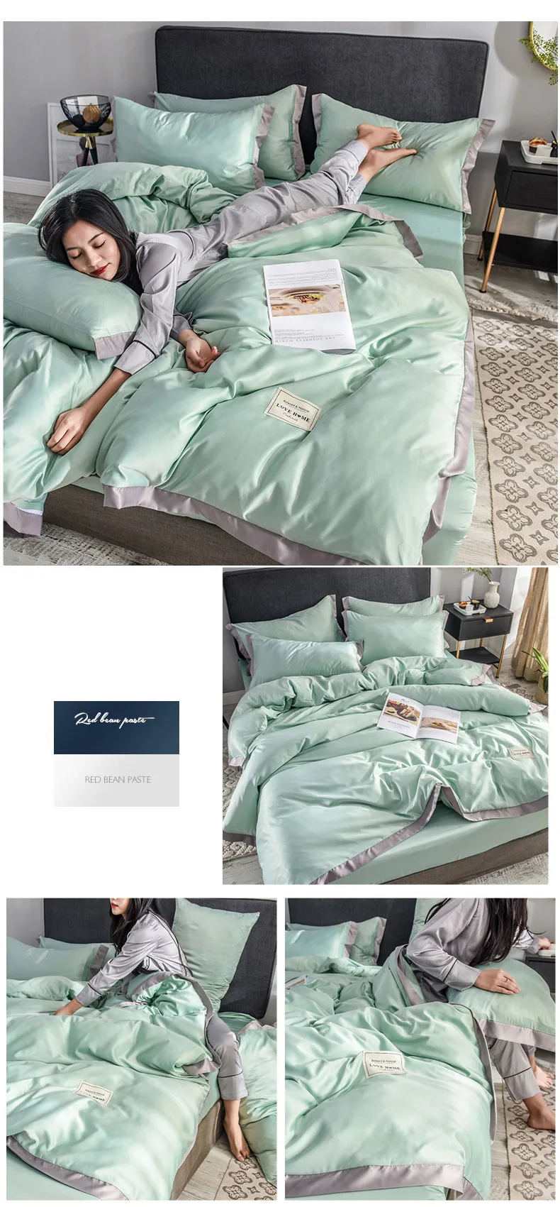 Clowdream Роскошный Шелковый Зеленый постельный комплект одеяло; пододеяльник шелковая простыня двойной queen Постельное белье для кровати кинг-сайз Постельное белье