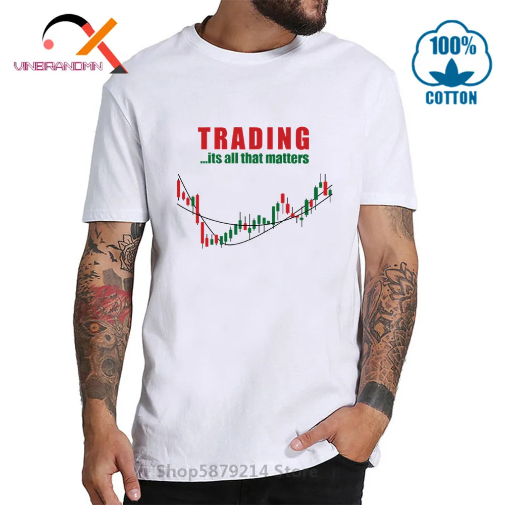 Investment Forex Stock market Candlestick chart Harajuku T shirt man Funny Men's O-neck Share Trading Shirt men | Мужская одежда