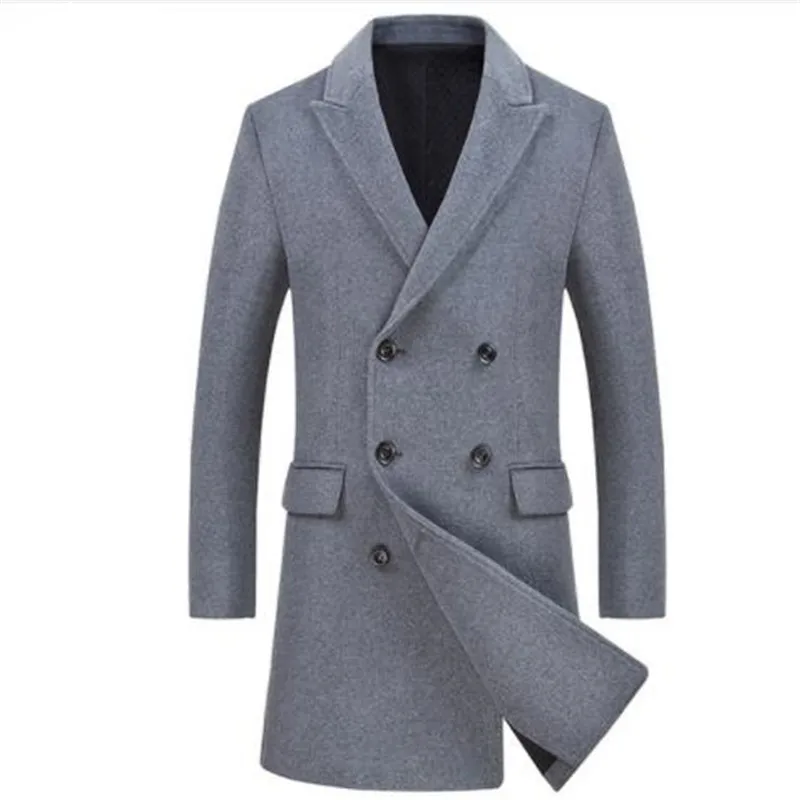 1 Brand Double Breasted Pea Coat Men Winter Mens Cashmere Coat Slim Fit Wool& Blends Mens Trench Coat Manteau Homme Overcoat - Цвет: 1