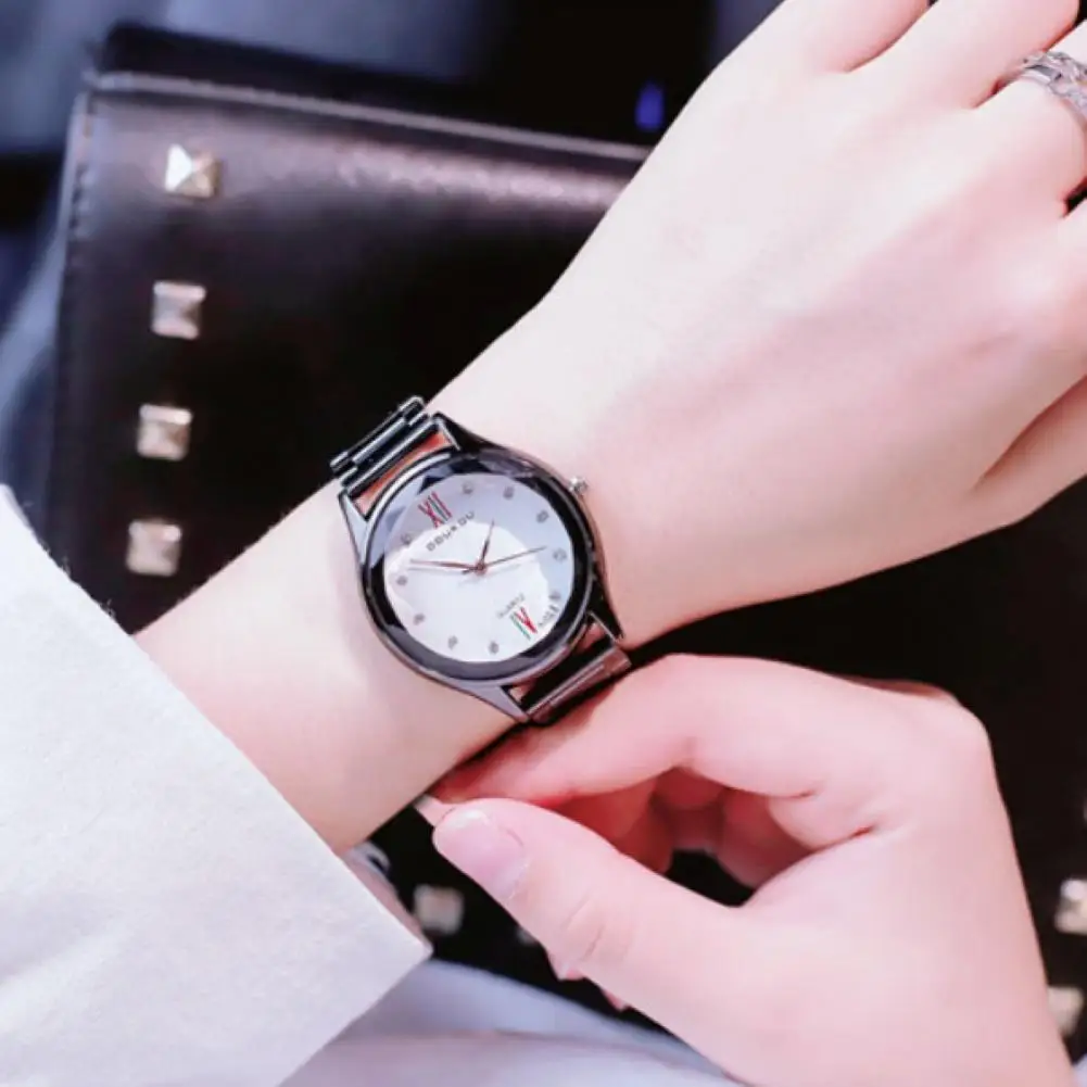

Fashion Leisure Women Rhinestone Round Dial Stainless Steel Band Quartz Analog Watch relogio feminino montre femme 2019 New