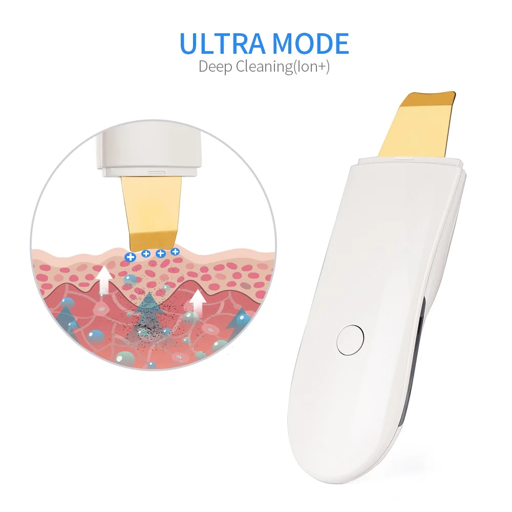 Golden 24kHz Ultrasonic Skin Scrubber With Nano Mist Moisturizing Pore Deep Cleaning Device Facial Peeling Exfoliating Machine