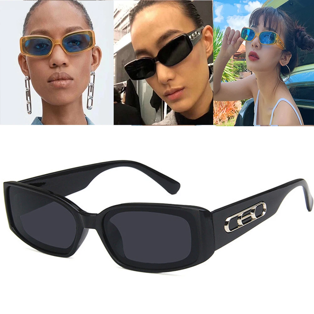 

Trendy Small Orange Rectangular Sunglasses Women 2019 90s Retro Lady Tiny Square Rectangle Red Sun Glasses Shades S001