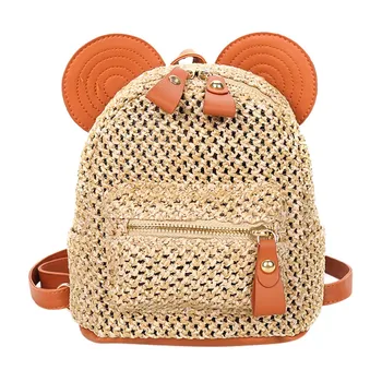 

Fashion Women's Backpack Straw Woven Beach Bag designer Teenage Girl School Bags Solid Casual Travel Backpack Feminina#30