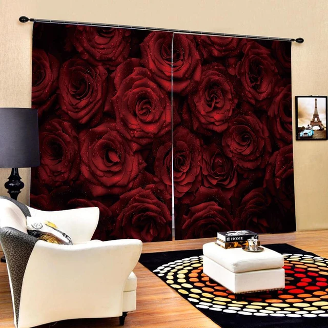Customized Size Luxury Red Rose Digital Print 3d Blackout Curtains For  Living Room - Curtain - AliExpress