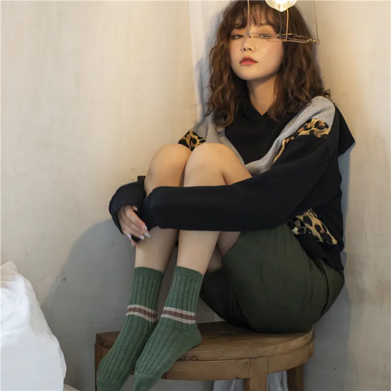 SP& CITY, женские зимние полосатые мерсеризованные Хлопковые женские носки в стиле хараджуку, Зимние удобные повседневные носки до лодыжки, теплые носки