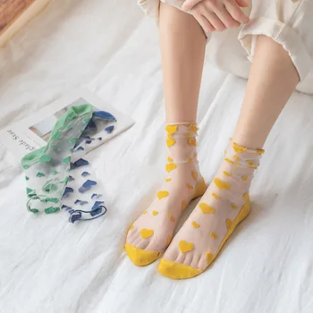 

Creative fashion summer color transparent stockings comfortable and versatile thin sweet student love socks