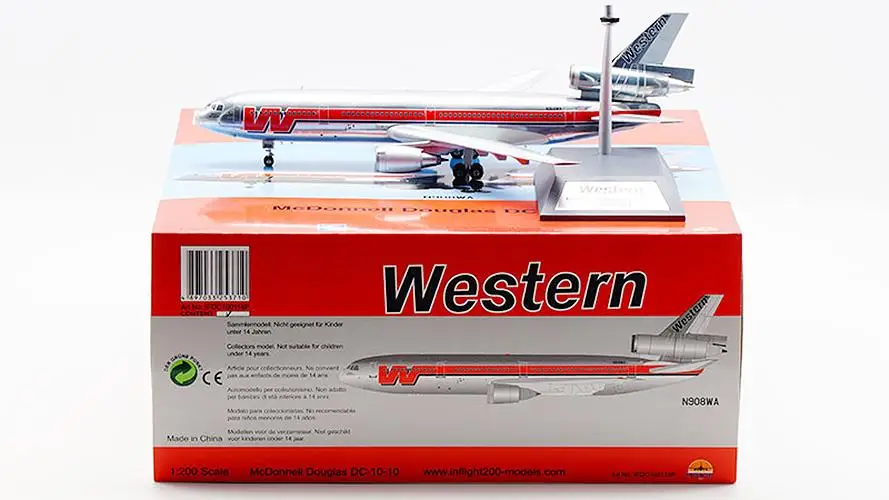 Inflight WESTERN MCDONNELL DOUGLAS DC-10-10 1/200 литье под давлением модель самолета