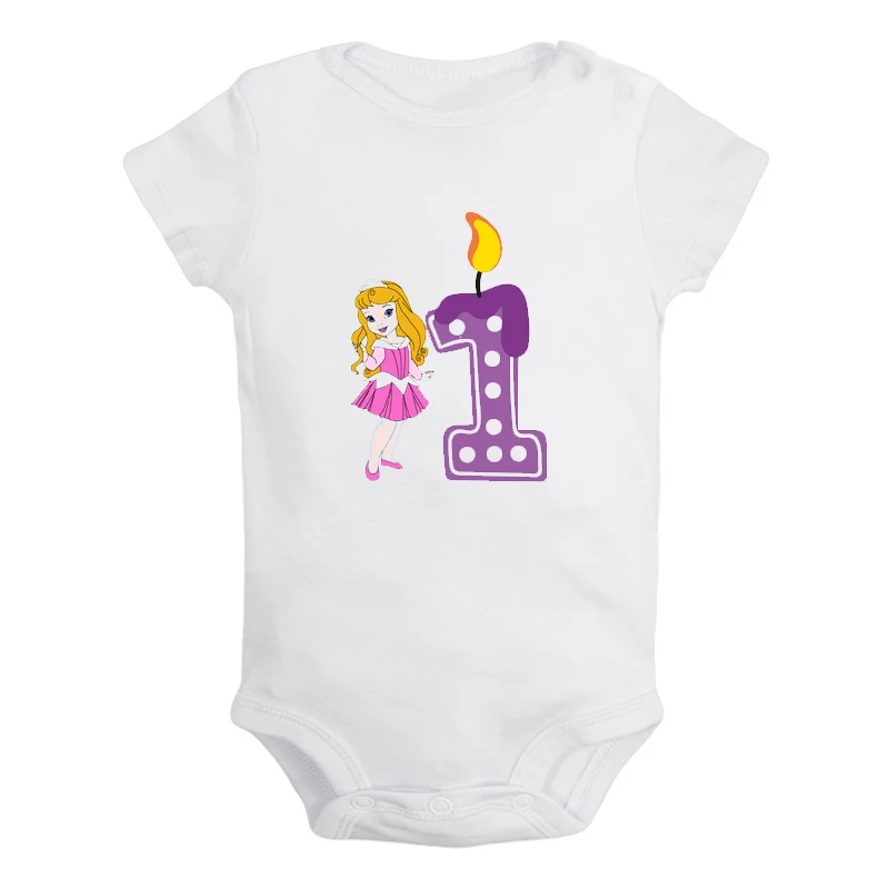 ifBaby2824W Милая Одежда для новорожденных девочек и мальчиков с надписью «I'm 1 Year Little Tiana» на первый день рождения комбинезон с короткими рукавами - Цвет: ifBaby2824W