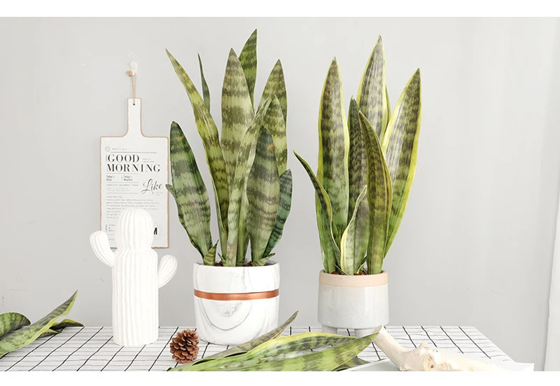 JAROWN Artificial Plants Sansevieria Branch Bonsai Decoration Fake Flower Plastic Tiger Piran Leaves Plants Home Garden Decors Office Decorative (11)