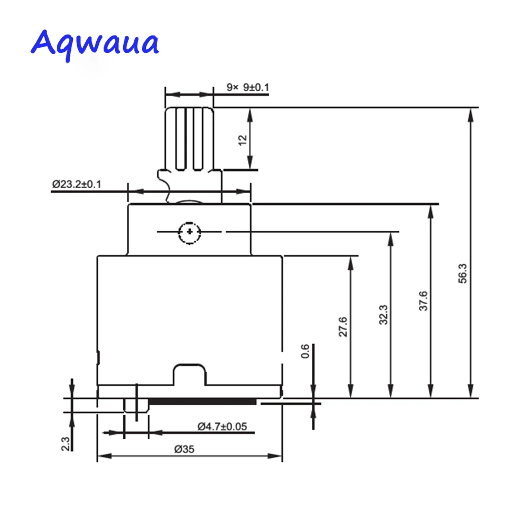 Aqwaua 35mm Ceramic Cartridge Faucet Spool Mixer Core Flat Base with Filter Switch Accessories Replacement Part
